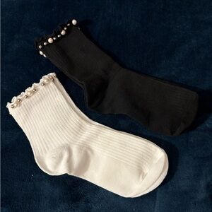 Faux pearl sock